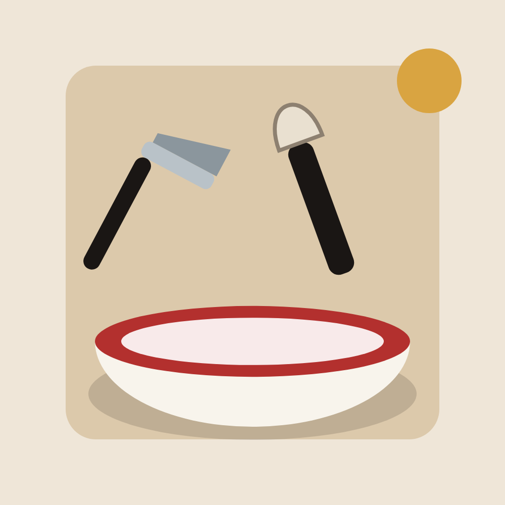 Illustration of a shaving bowl, brush and razor